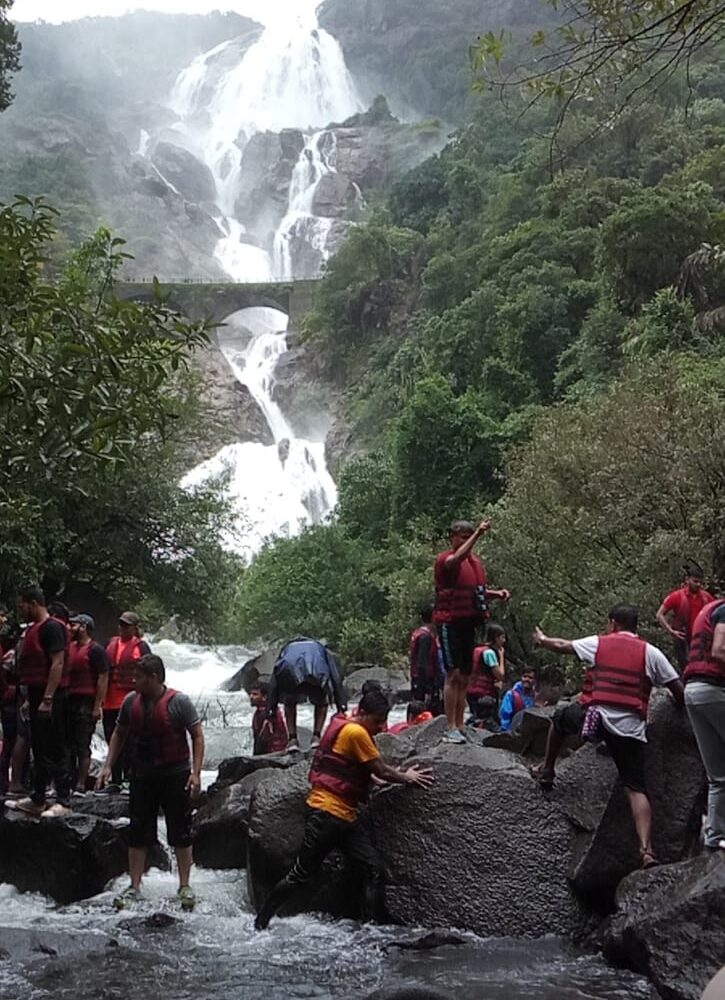 dudhsagar waterfalls tumbdi surla waterfalls temple trekking nature admire bengaluru mumbai pune hyderabad